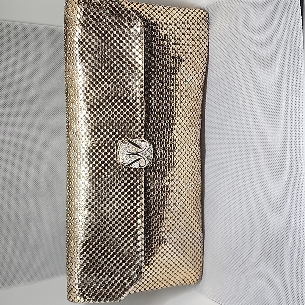 Whiting & Davis Co. Vintage Chic Gold Mesh Clutch with Silver Detail